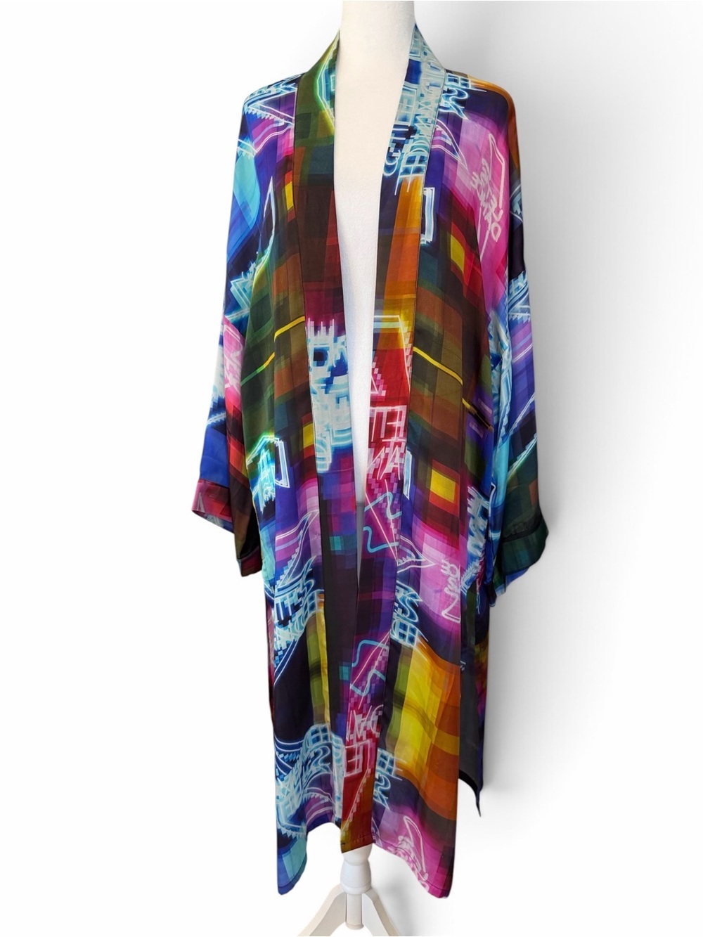 Any Old Iron Neon Multicolored Let’s Dance Kimono Duster RARE
